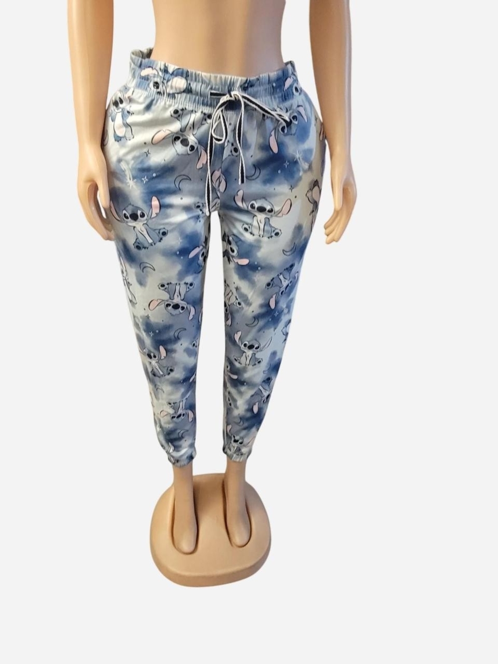 Disney Light Blue Cartoon-Print Jogger Pants